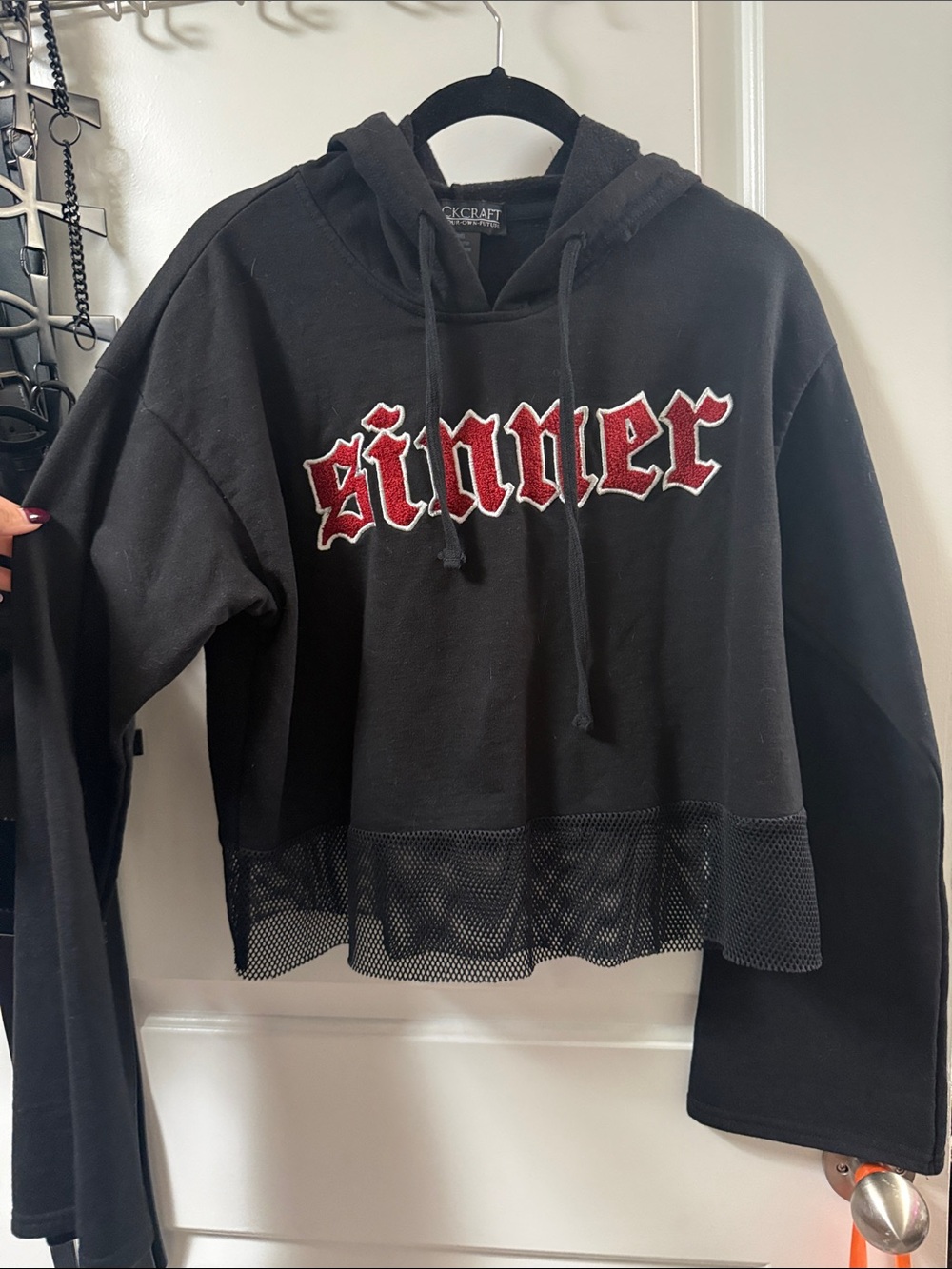 Black Craft Black Hoodie with Red 'sinner' Script